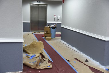 Hallway painting near elevator clipart