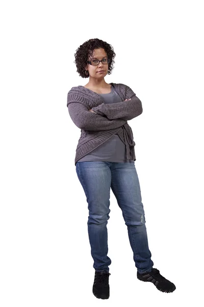 Cute Hispanic Woman with her arms crossed — Stock Photo, Image