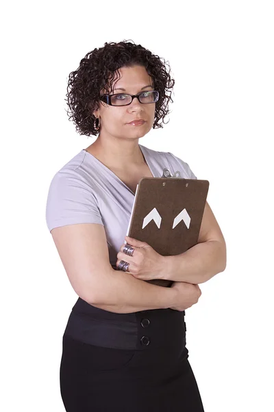 Beautiful Hispanic Woman With a Clipboard — Stock Photo, Image