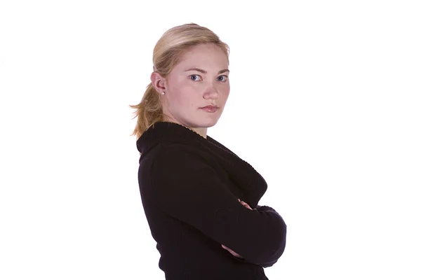 Cute Woman with her arms crossed — Stock Photo, Image