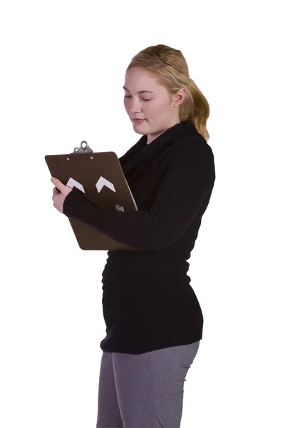 Beautiful Girl With a Clipboard — Stock Photo, Image