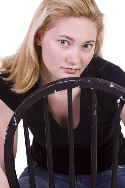 Girl on a Chair Posing — Stock Photo, Image