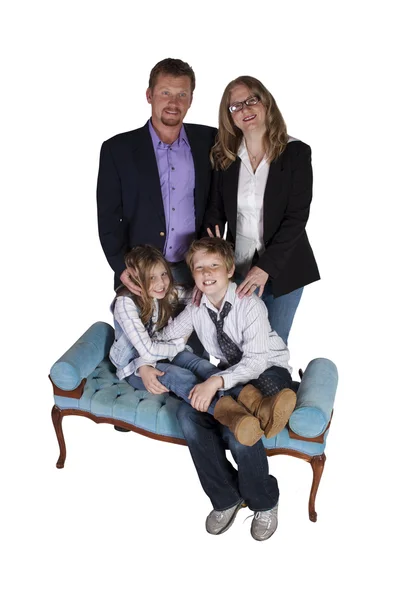 Cute Family Posing on White Background — Stock Photo, Image