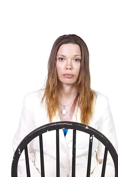 Girl on a Chair Posing — Stock Photo, Image