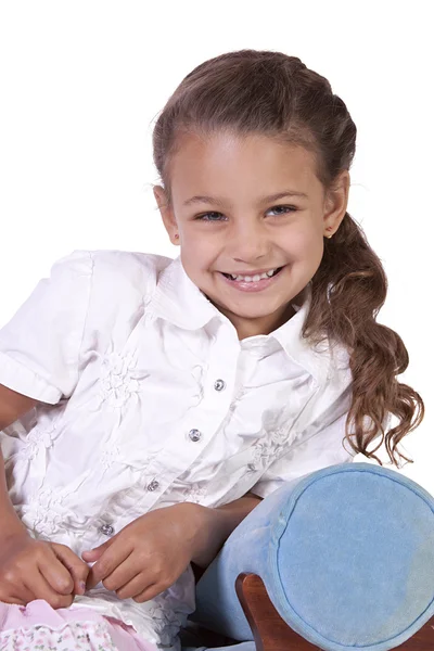 Beautiful Cute Little Girl Posing on an Isolated Background — Stock Photo, Image