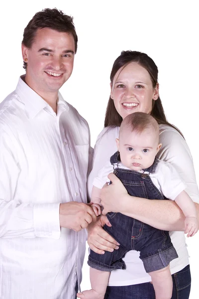 Feliz retrato familiar con madre, padre e hijo —  Fotos de Stock