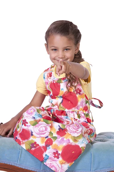 Beautiful Cute Little Girl Posing on an Isolated Background — Stock Photo, Image