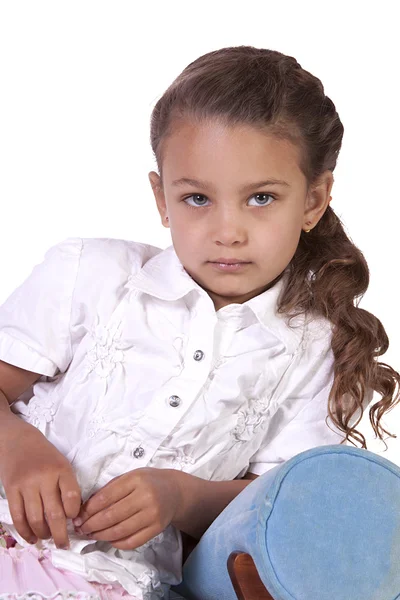 Beautiful Cute Little Girl Posing on an Isolated Background — Stock Photo, Image