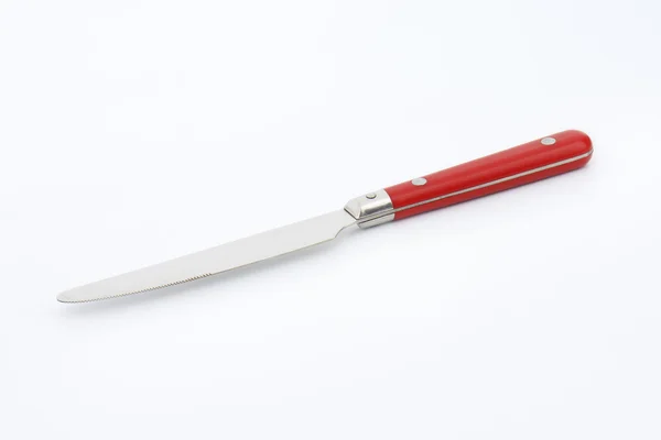 Cuchillo de mesa de mango rojo — Foto de Stock