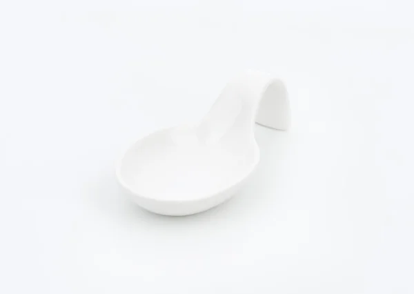 Bílá porcelánová lžička — Stock fotografie