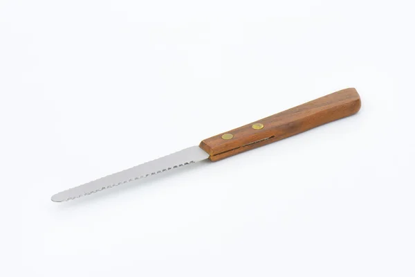 Drewniana obsługiwane ząbkowany nóż — Zdjęcie stockowe
