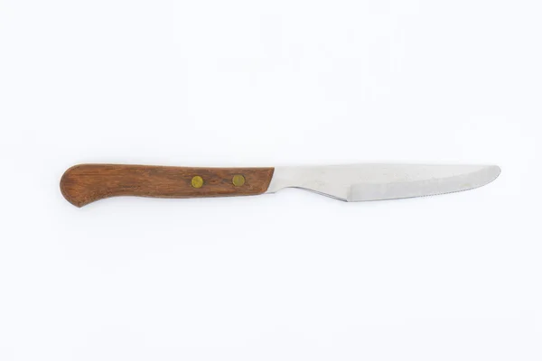 Stół drewniany obsługiwane nóż — Zdjęcie stockowe
