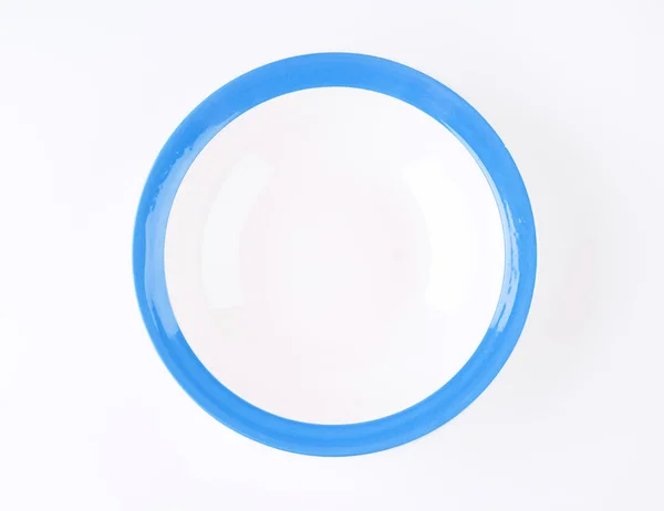 Vita och blå soppa plattan — Stockfoto