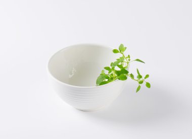 Beyaz kase taze kekik