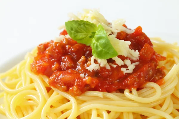 Spaghetti with meat-based tomato sauce Stock Picture