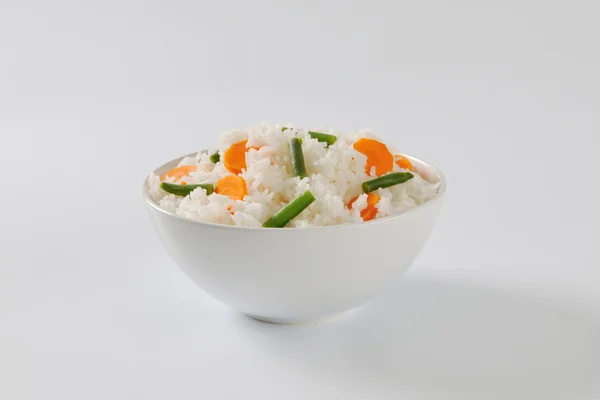 Jasmine rice with carrot and string beans — Stock Photo, Image