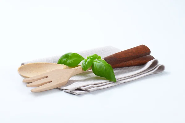 Wooden fork and spoon — Stock Photo, Image