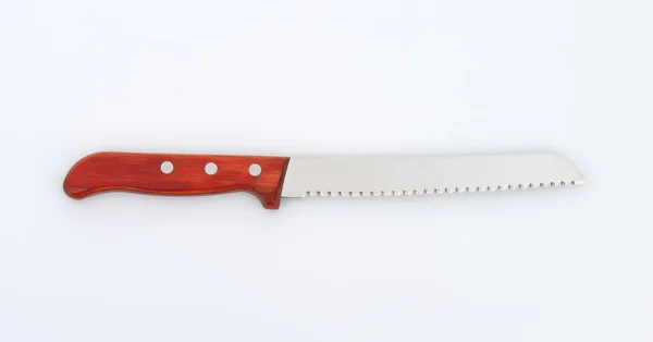 Punho de madeira faca de pão — Fotografia de Stock