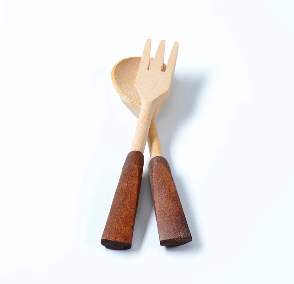 Wooden fork and spoon — Stock Photo, Image