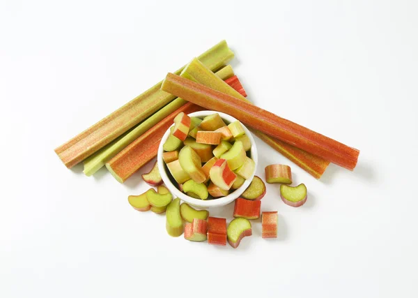 Chopped fresh rhubarb — Stock Photo, Image