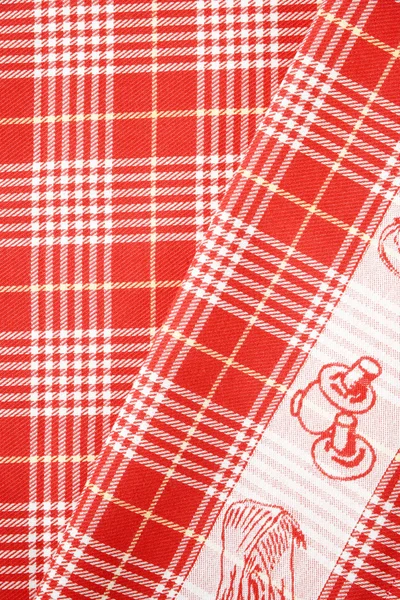 Roupa de mesa vermelha e branca — Fotografia de Stock