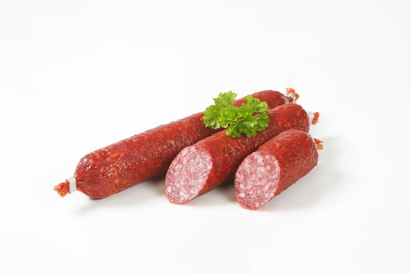 Salsicha de salame seca ao ar livre — Fotografia de Stock