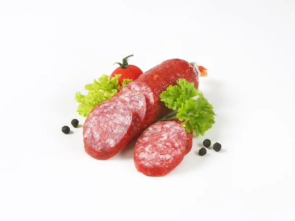 Sliced salami sausage — Stock Photo, Image