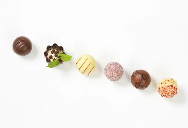 Geassorteerde chocoladepralines — Stockfoto