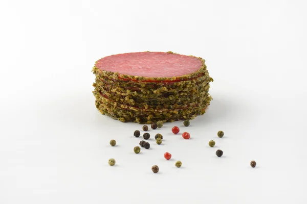 Pieprz skorupą salami — Zdjęcie stockowe