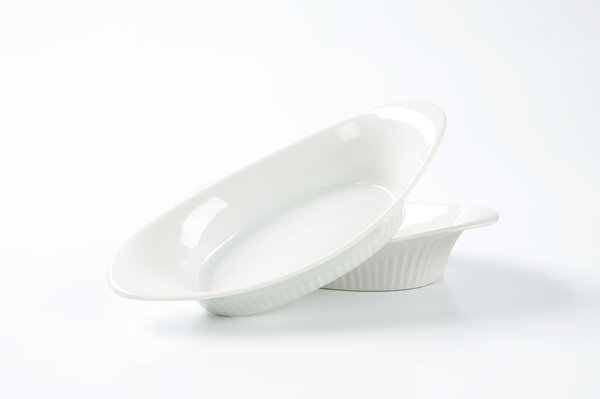 two oval baking dishes