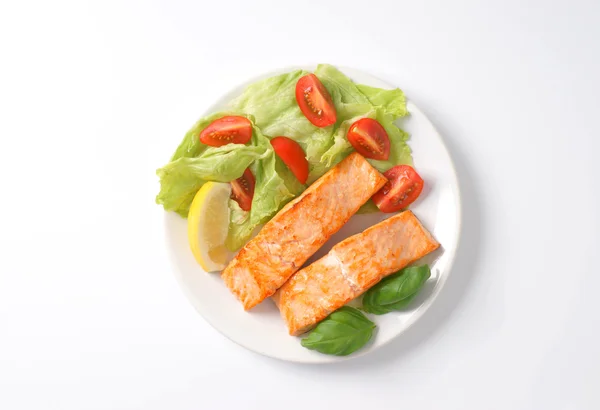 Zalmfilets met groente garnituur — Stockfoto