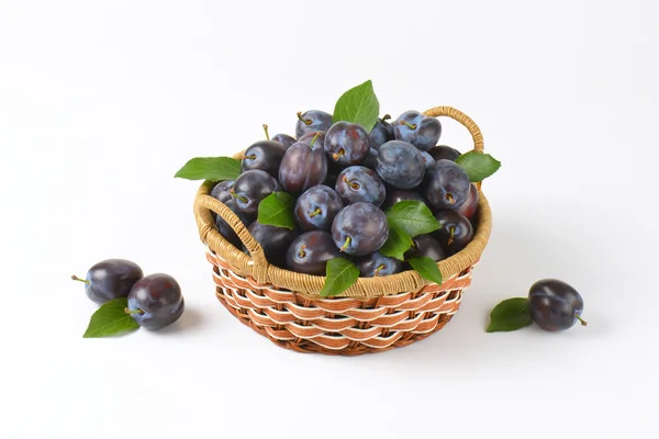 Cesta de ciruelas — Foto de Stock