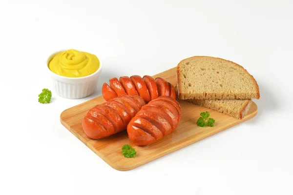 Worst, de mosterd en brood — Stockfoto