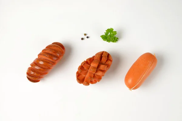Ham ve kızarmış sosis — Stok fotoğraf