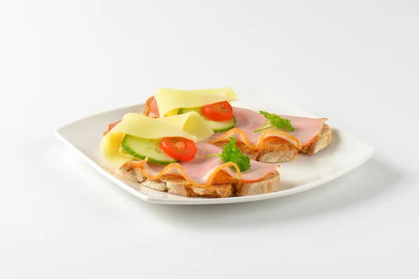 Open faced sandwiches — Stock Photo, Image