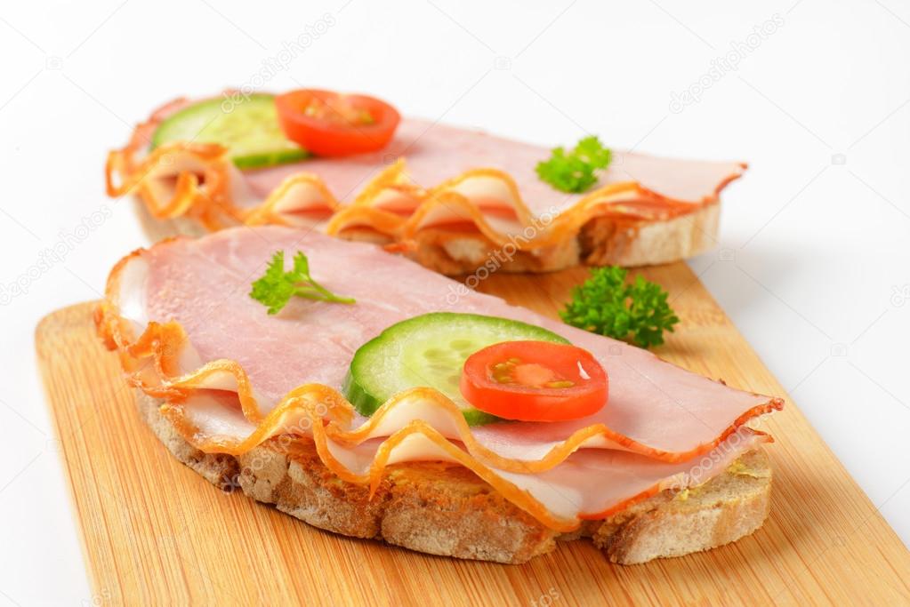 Open faced ham sandwiches Stock Photo by ©ajafoto 117167824