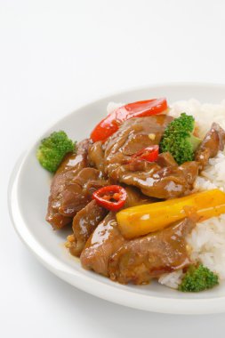 et ve sebze stir fry pirinç