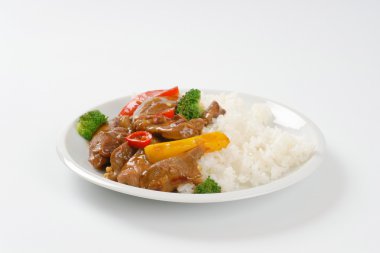 et ve sebze stir fry pirinç