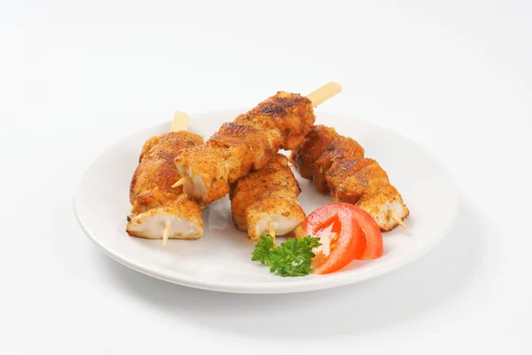 Marinated chicken souvlaki — Stock Photo, Image