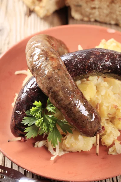 Blood sausage and white pudding — Stock Photo, Image