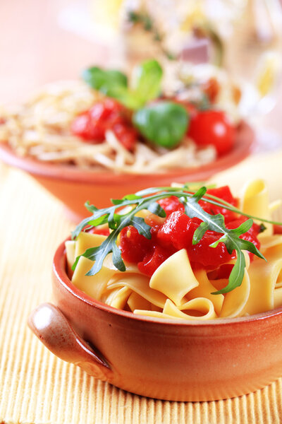 Ribbon pasta and peeled tomato