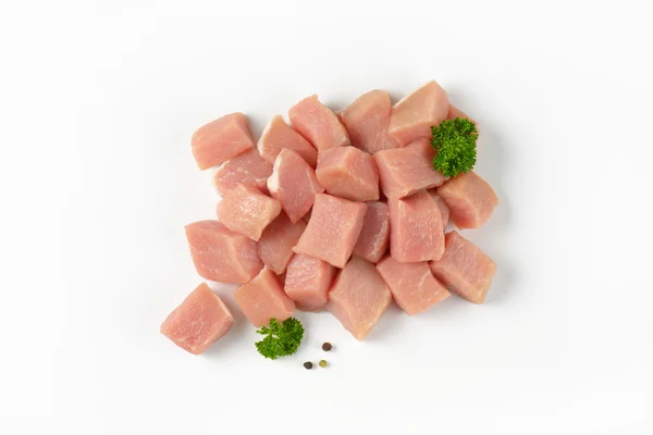 Mięso wieprzowe pokrojone w kostkę — Zdjęcie stockowe