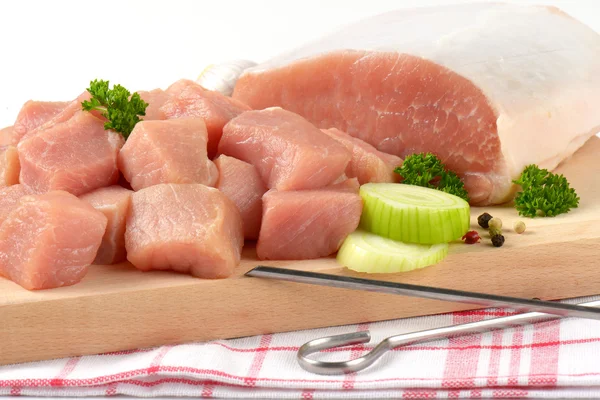 Diced lean raw pork — Stock Photo, Image