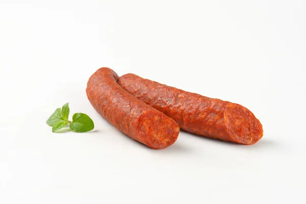 Spicy smoked Hungarian sausages — Stock Photo, Image