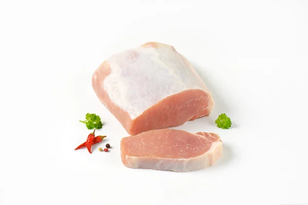 Ham kemiksiz domuz loin — Stok fotoğraf