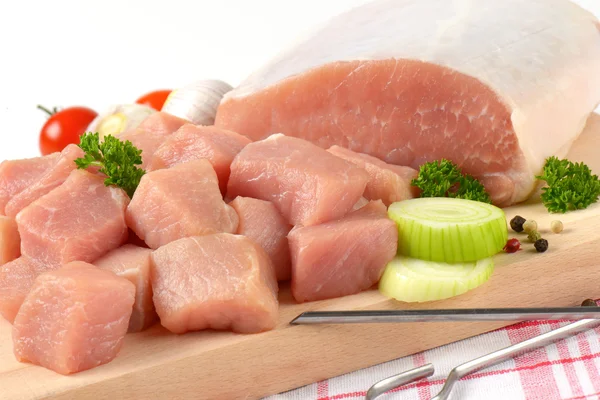 Diced lean raw pork — Stock Photo, Image