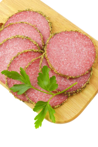 Peppar belagda salami — Stockfoto