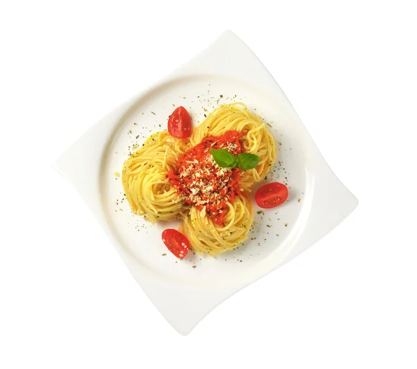 Spagetti domates pesto ve parmesan ile — Stok fotoğraf