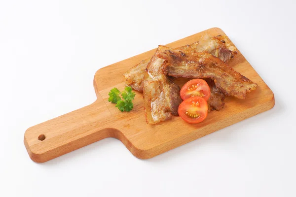 Pan fried side pork bacon — Stock Photo, Image