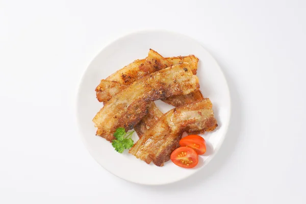 Pan fried side pork bacon — Stock Photo, Image